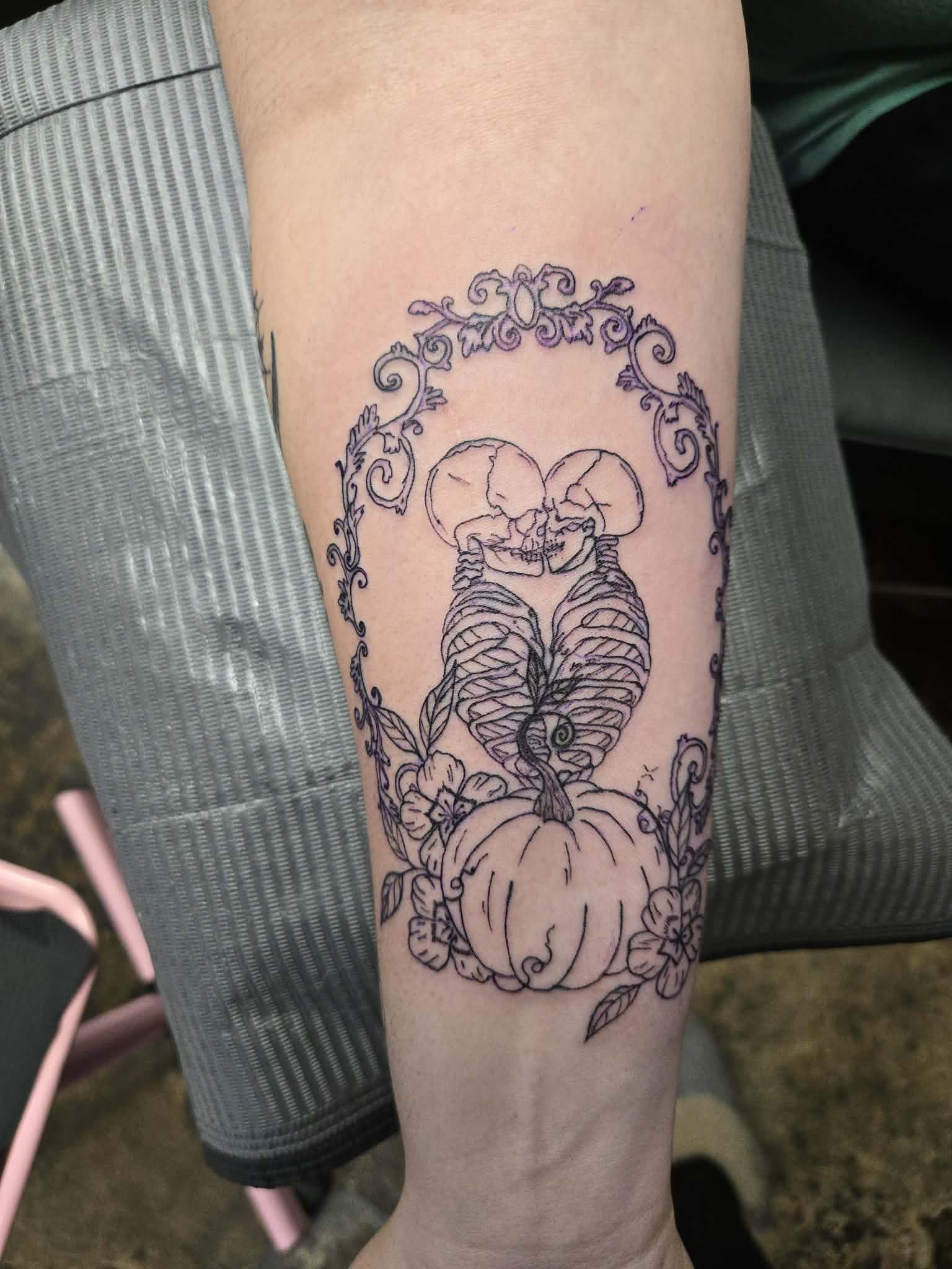 Skeleton with pumpkin